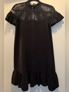 Tahari Black Lace Yoke Mini Dress